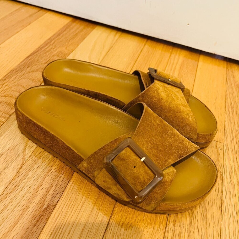 VINCE Grant Slides Womens Size 8 M Shoes Suede Espadrille Slip-On Flat Sandals - Picture 2 of 16